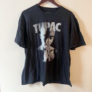 Tupac Black Graphic T-Shirt Size XL logo front Music Tee Short Sleeves
